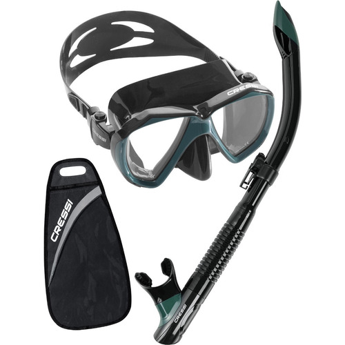 Combo Cressi Visor Ranger & Snorkel Tao Snorkeling Y Buceo Color Negro/Verde