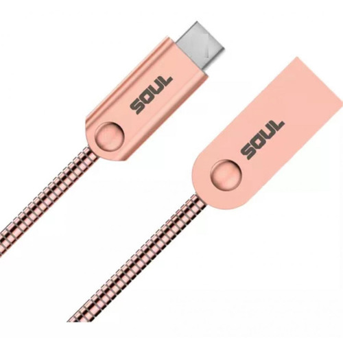 Cable De Datos Iron Flex Tipo C Reforzado Metálico Dorado Color Rosa dorado