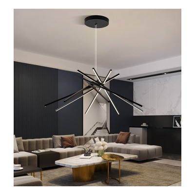 Colgante Led Moderno Regulable H72 Negro Control Remoto Tz - Negro