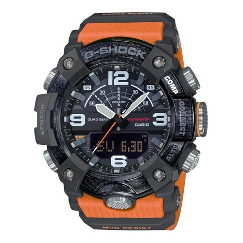 Reloj Casio Gg-b100-1a9cr G-shock Mudmaster Quad Sense-negro Color de la malla Naranja Color del bisel Negro Color del fondo Negro