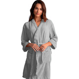 Roupão Plush Microfibra Kimono Unissex Platina Atlântica - P