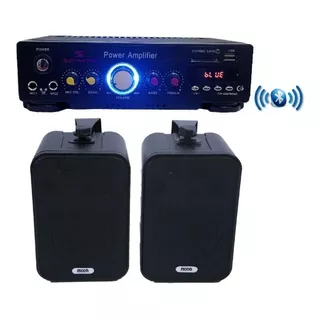 Combo Musica Funcional Ca101 Rep Usb Bt 2 Bafles Negros Esdj