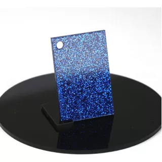 Lamina De Acrilico Glitter Azul Xt006 De 30x30cm En 3mm