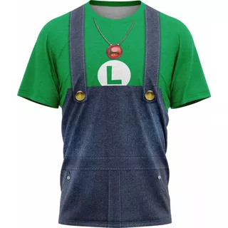 Camiseta Luigi Traje Fantasia Camisa Infantil Temática