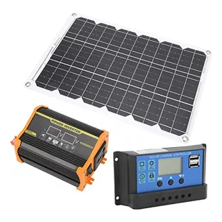  Panel Solar Kit 50w Regulador 20a Bateria50a Inverter 1000w
