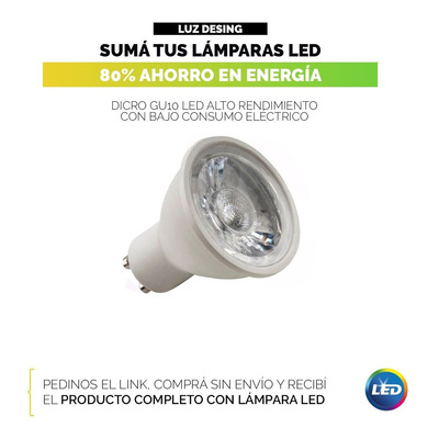 Riel 1 Metro Aluminio Con 3 Spot Acero Apto Led Luz Desing