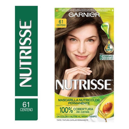 Kit Tinte Garnier  Nutrisse regular clasico Mascarilla nutricolor permanente tono 61 centeno para cabello