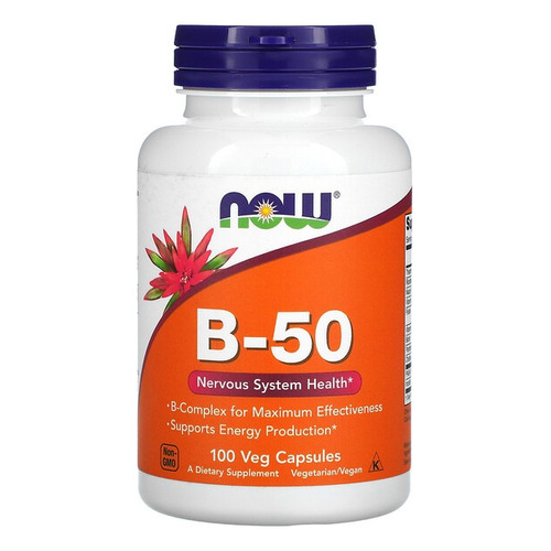 Now Foods Vitamina B-50 Producción Energía 100 Vegcaps Sabor Sin Sabor