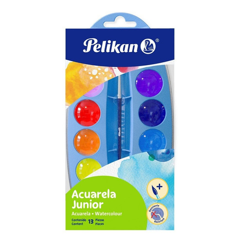 Acuarela Escolar Jr Pelikan 12 Pastillas Colores Surtidos