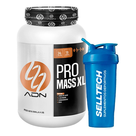 Proteína Adn Pro Mass Xl 2kg Vainilla + Shaker