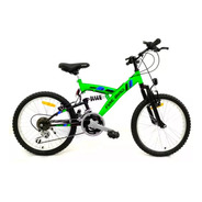 Mountain Bike Infantil Fire Bird Doble Suspensión R20 18v Frenos V-brakes Color Verde Con Pie De Apoyo  