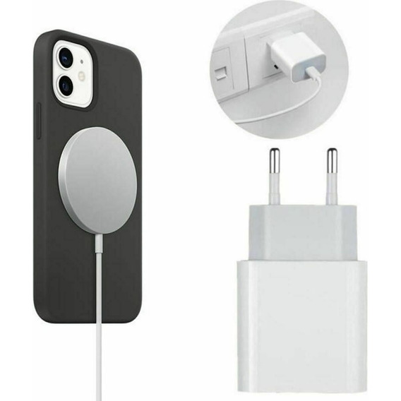 Cargador Inalámbrico Para iPhone 11 / 12 + Adaptador 20 Watt