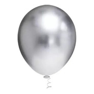 Balão Bexiga Metalizado Prata 9  Com 25 Unidades