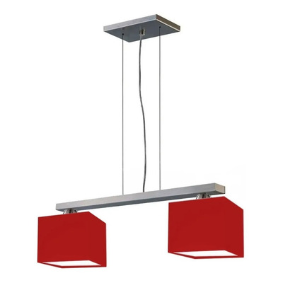 Colgante 2 Luces Acero Platil Pantallas Cuadradas Apto Led