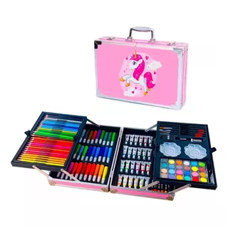 Kit/set De Arte Dibujo Maletin Metalico 145 Piezas Niños