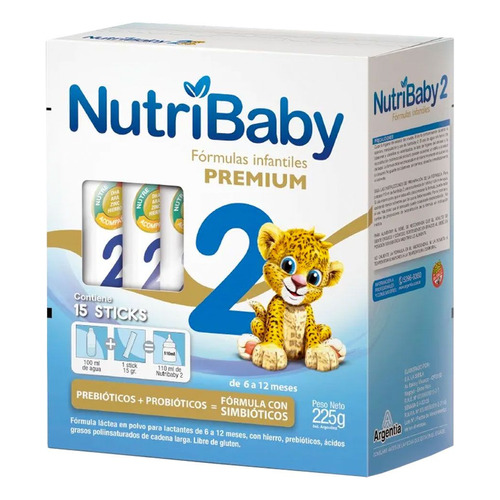 Leche de fórmula en polvo sin TACC Ethical Pharma NutriBaby 2 en stick de 15 de 15g - 6  a 12 meses