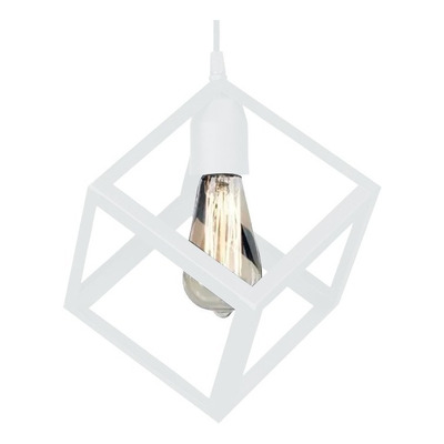 Colgante Jaula 1 Luz Cubo Blanco Moderno Vintage Led 1007 Sf