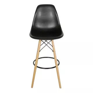 Banqueta Eames Para Barra Alta Madera Polipropileno Negro