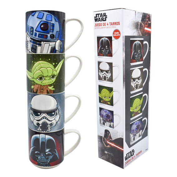 Juego De 4 Tarros Apilables Star Wars 330 Ml