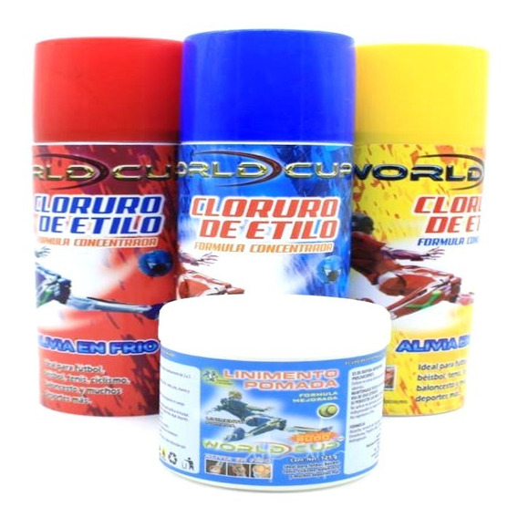 3 Pz Cloruro De Etilo Golpes Spray + Linimento 