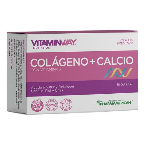 Colageno + Calcio Con Vitaminas A C Y E 30 Caps Vitamin Way Sabor Neutro
