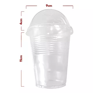 Vaso Plastico Transparente Tapa Domo Semiperforada 16 Oz