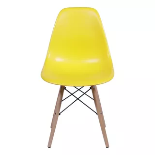 Cadeira De Jantar Boxbit Dkr Eames Base Madera, Estrutura De Cor  Amarelo, 1 Unidade