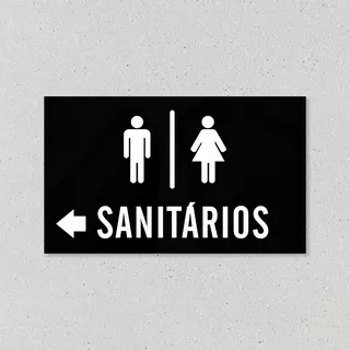 Placa Banheiro Masculino E Feminino Com Seta Esquerda