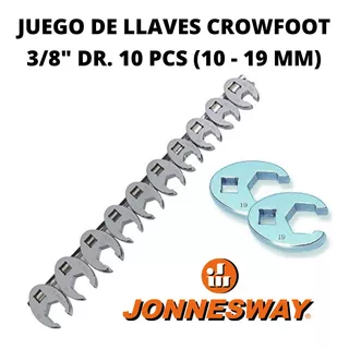 Juego De Llaves Crowfoot 3/8  Dr. 10 Pcs (10 - 19 Mm)