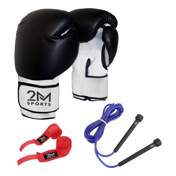 Guantes De Boxeo 14 Oz + Soga Para Saltar Y Set De Vendas