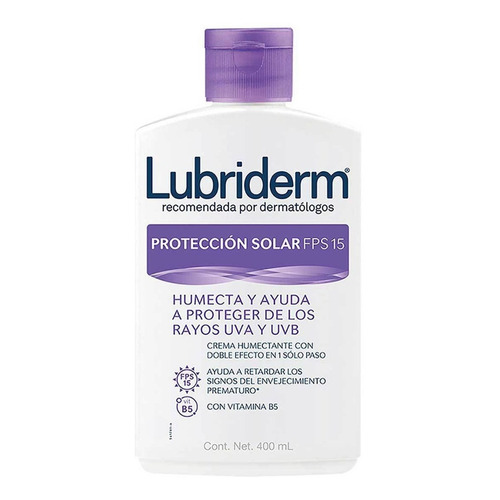  Crema protectora para cuerpo Lubriderm Corporal Crema Corporal LUBRIDERM Protección Solar UV 15 200 ml en botella de 400mL/200g