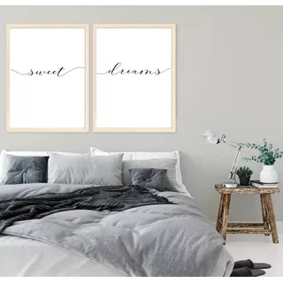 Set X2 Cuadros 33x43 Cm. Decorativos Sweet Dreams Dormitorio