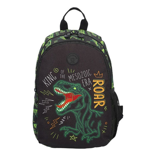 Mochila Escolar Infantil Homeschool Saxoline Dinosaurio Color Negro Dinosaurio Diseño de la tela Poliéster