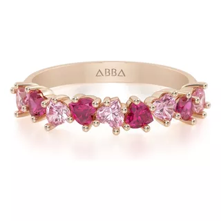 Churumbela 10k Oro Gemas Corazones Rosas Abba Joyas