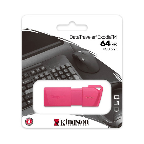 Memoria Flash Usb Kingston De 64 Gb 3.2 Exodia M Pink Color Rosa