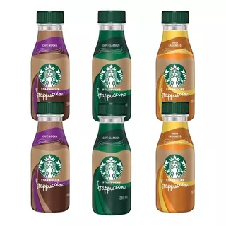 Kit 6 Bebidas Láctea Starbucks Frappuccino Sabores 280ml