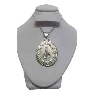 Medalla Virgen Milagrosa Plata.925 Con Cadena