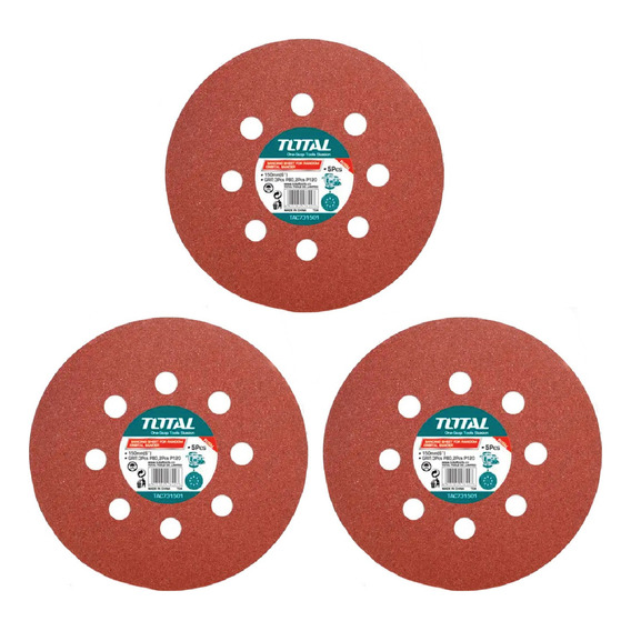 Lijas Circulares Total Packx3 Discos Para Lijadora Cantidad De Granos 60
