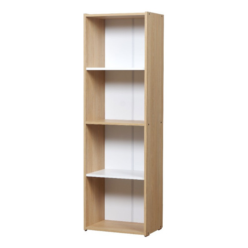 Biblioteca Moderna Organizador 4 Espacios Melamina Blanca Color Hickory/blanco