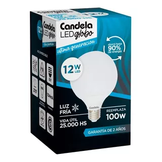 Lampara Led Globo 12w Luz Calida 220v Candela Color De La Luz Fria