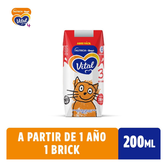 Leche Liquida Vital 3 Brick Nutricia Bago X 200 Ml Sabor Original
