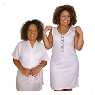 Conjunto Robe E Camisola Plus Size Le Moncy