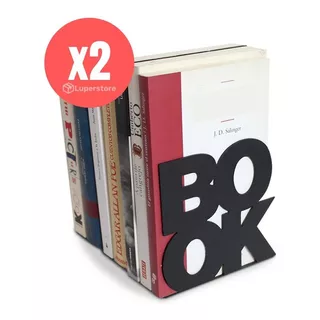 Set X2 Soporte Tope Para Libros Organizador Negro