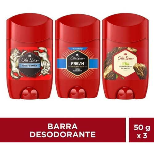 Pack Old Spice Desodorante En Barra 3 Piezas 50g Cu