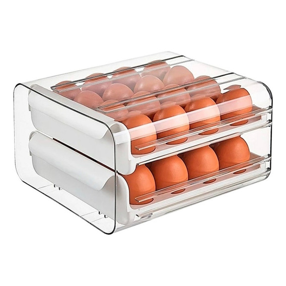 Huevera Organizador P/ Almacenar Huevos Doble Piso Apilables