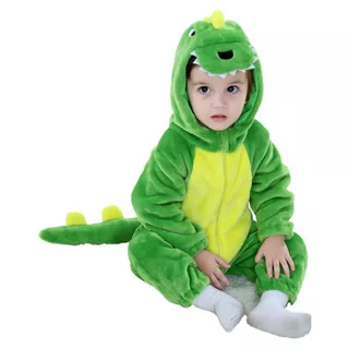 Kigurumi Dinosaurio Verde Pijama Mameluco Disfraz Niño Niña