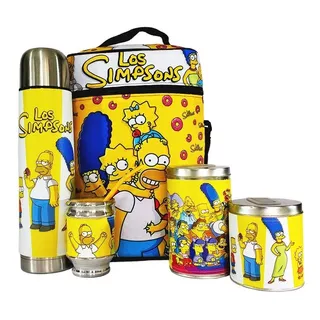 Equipo De Mate Completo Los Simpsons Cuero Set Kit Matero 2