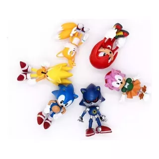 Sonic Miniaturas 6pcs Knuckles Amy Metal Sonic Video Game 