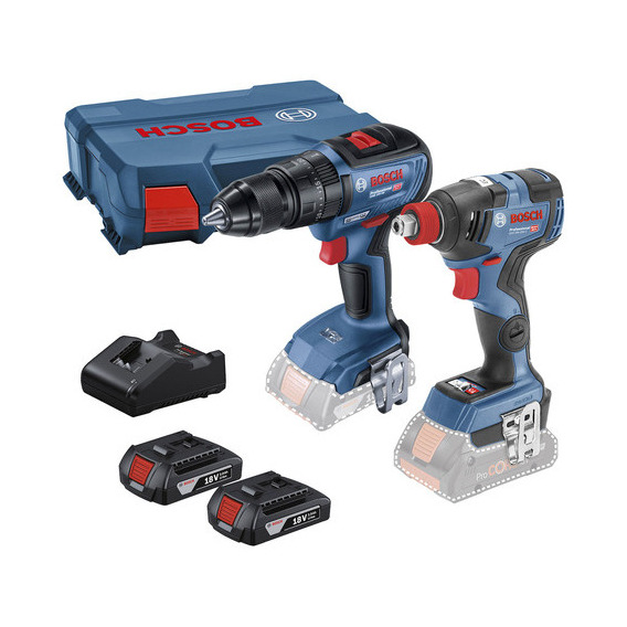 Kit de taladros Gsb 18 V 50 + destornillador Bosch 18 V 200 Gdx, color azul