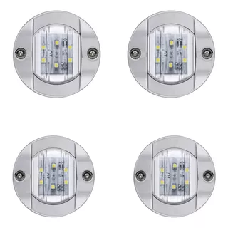 4 Luz De Cortesia 24v Cromada Branca 6 Leds - Barco Lancha